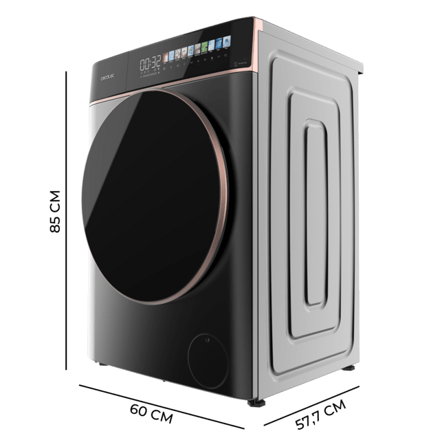 Cecotec Bolero DressCode 9900 Inverter FullColor Steel A Lavadora De Carga Frontal Steel De 9 Kg De Capacidad Y 1400 Rpm Pantalla FullColor 10 3" 11 Programas Motor Inverter Plus SteamMax Clase A Sanitize OnSmart Fuzzy Logic Smo