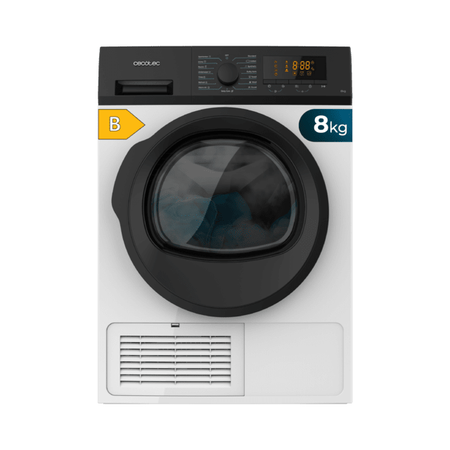 Cecotec Bolero DressCode Dry 8200C B Secadora de Condensación con 8Kg de carga Clase B 15 Programas Secado Automático Planchado fácil Stop&Go KidLock Función antiarrugas Función Silence Giro Bidireccional Luz interior y Tam