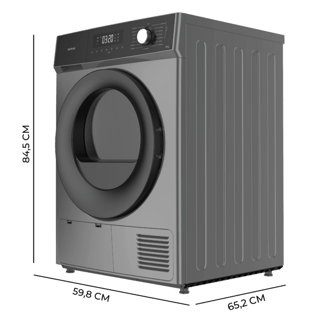 Cecotec Bolero Dresscode Dry 8300 Steel Secadora Bomba De Calor Steel De 8 Kg Clase A++ 15 Programas Con Secado Automático Planchado Fácil Stop&Go Función Silence Delay Start Y KidLock Secadora