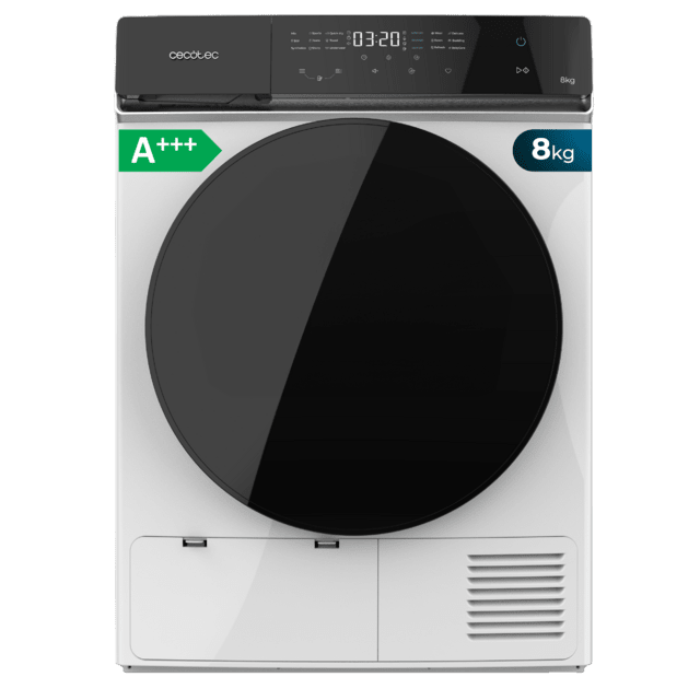 Cecotec Bolero DressCode Dry 8400 A+++ Secadora Bomba de calor de 8 kg Clase A+++ Motor Inverter Plus Full Touch Plancha Fácil 15 prgramas y Tambor de acero inoxidable. Secadora