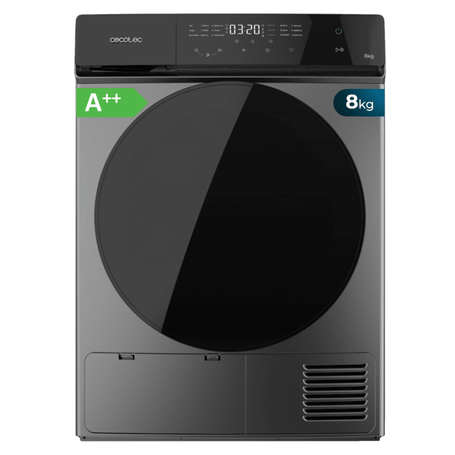 Cecotec Bolero DressCode Dry 8400 Steel A++ Secadora Bomba de calor steel de 8 kg Clase A++ Full Touch Planchado Fácil 15 programas y Tambor de acero inoxidable. Secadora de Ropa 8kg