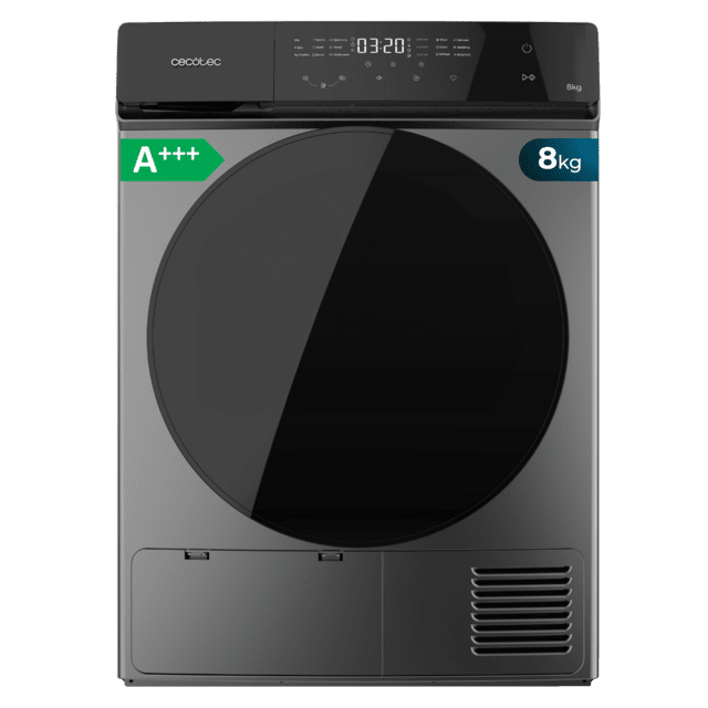 Cecotec Bolero DressCode Dry 8400 Steel A+++ Secadora Bomba de calor steel de 8 kg Clase A+++ Motor Inverter Plus Full Touch Plancha Fácil 15 prgramas y Tambor de acero inoxidable. Secadora