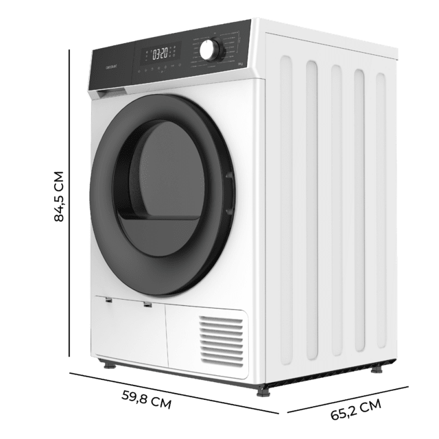 Cecotec Bolero Dresscode Dry 9300 Secadora Bomba De Calor Color Blanco De 9 Kg Clase A++ 15 Programas Con Secado Automático Planchado Fácil Stop&Go Función Silence Delay Start Y KidLock Secadora