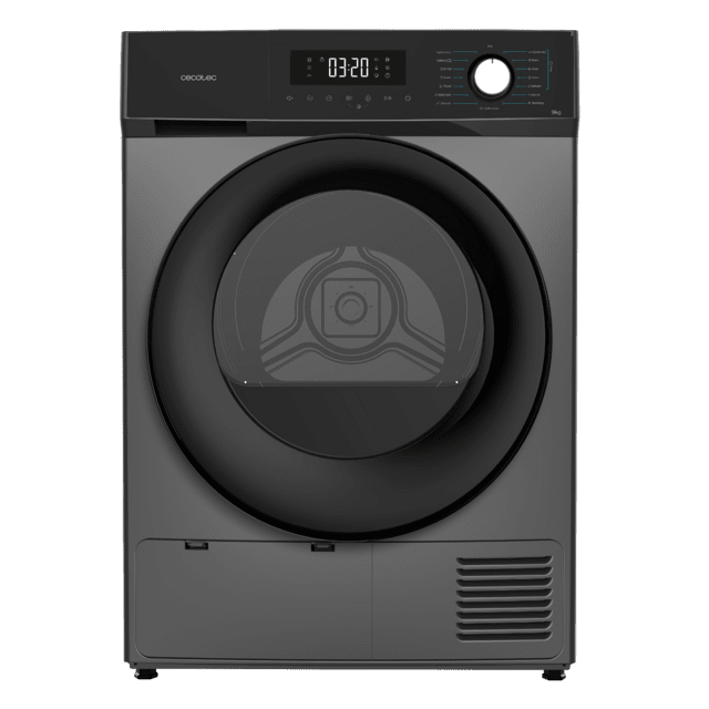 Cecotec Bolero Dresscode Dry 9300 Steel Secadora Bomba De Calor Steel De 9 Kg Clase A++ 15 Programas Con Secado Automático Planchado Fácil Stop&Go Función Silence Delay Start Y KidLock Secadora