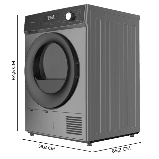 Cecotec Bolero Dresscode Dry 9300 Steel Secadora Bomba De Calor Steel De 9 Kg Clase A++ 15 Programas Con Secado Automático Planchado Fácil Stop&Go Función Silence Delay Start Y KidLock Secadora