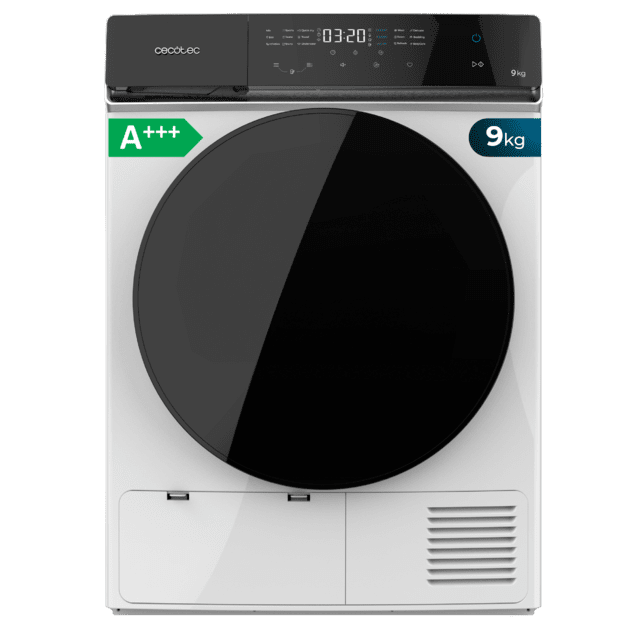 Cecotec Bolero DressCode Dry 9400 A+++ Secadora Bomba de calor de 9 kg Clase A+++ Motor Inverter Plus Full Touch Plancha Fácil 15 prgramas y Tambor de acero inoxidable. Secadora