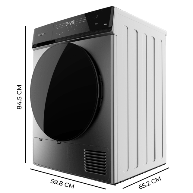 Cecotec Bolero DressCode Dry 9400 Steel A+++ Secadora Bomba De Calor Steel De 9 Kg Clase A+++ Motor Inverter Plus Full Touch Plancha Fácil 15 Prgramas Y Tambor De Acero Inoxidable. Secadora