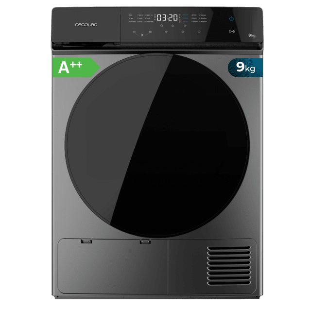 Cecotec Bolero DressCode Dry 9400 Steel A++ Secadora Bomba de calor steel de 9 kg Clase A++ Full Touch Plancha Fácil 15 prgramas y Tambor de acero inoxidable. Secadora de ropa 9kg