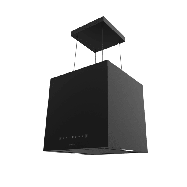 Cecotec Bolero Flux CCT 448000 Black A++ Campana Colgante Cuadrada De 44cm De Ancho Acabado Negro Succión 800m3/h Motor 210W Clase A++ Control Táctil 3 Niveles De Potencia Booster Luz Filtro De Carbono Hand Movement Control Y
