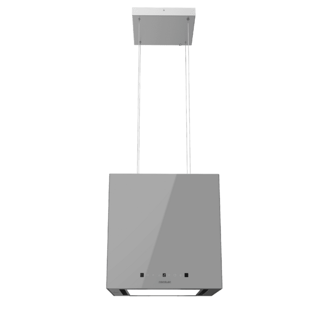 Cecotec Bolero Flux CCT 448000 Glass Grey A++ Campana Colgante Cuadrada De 44cm De Ancho Acabado Vidrio Gris Succión 800m3/h Motor 210W Clase A++ Control Táctil 3 Niveles De Potencia Booster Luz Filtro De Carbono Hand Movement