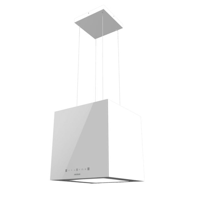 Cecotec Bolero Flux CCT 448000 Glass White A++ Campana Colgante Cuadrada Bolero Flux CCT 448000 Glass White A++ De 44cm De Ancho Acabado Vidrio Blanco Succión 800m3/h Motor 210W Clase A++ Control Táctil 3 Niveles De Potencia B