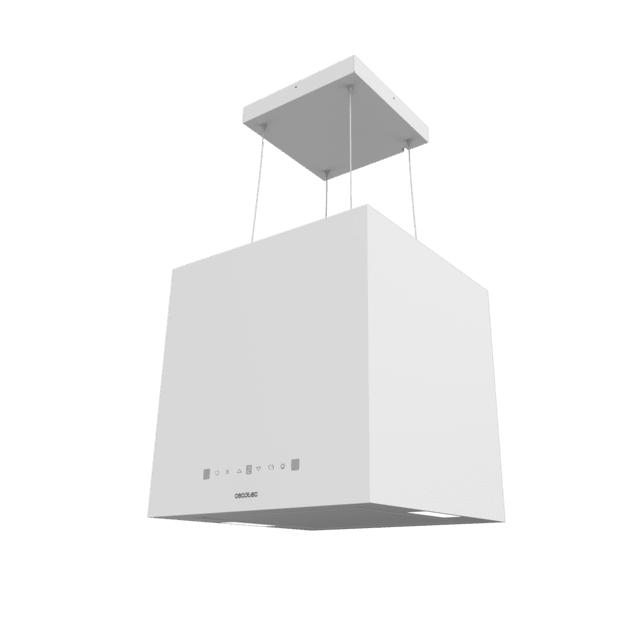 Cecotec Bolero Flux CCT 448000 White A++ Campana Colgante Cuadrada De 44cm De Ancho Acabado Blanco Succión 800m3/h Motor 210W Clase A++ Control Táctil 3 Niveles De Potencia Booster Luz Filtro De Carbono Hand Movement Control Y