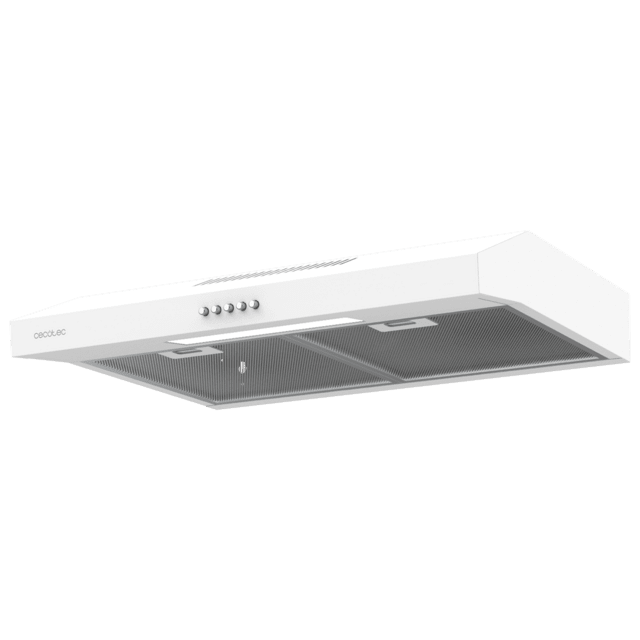 Cecotec Bolero Flux CM 602200 White B Campana Extractora Convencional De 60cm De Ancho Acabado Blanco Potencia Succión 220m3/h Motor 70W Clase B Control Mecánico 3 Niveles De Potencia Y Luz. Campana Extractora Convencional