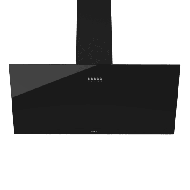 Cecotec Bolero Flux DM 906500 Glass Black A Campana Decorativa De 90cm De Ancho Acabado Frontal Vidrio Negro Chimenea Negra Succión 650m3/h Motor 165W Clase A Control Mecánico 3 Niveles De Potencia Luz Y Filtro De Carbono. Cam
