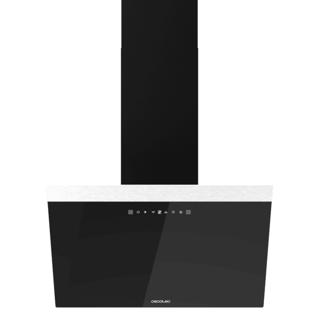 Cecotec Bolero Flux DT 606500 Glass Black A Campana Decorativa De 60cm De Ancho Acabado Frontal Vidrio Negro Succión 650m3/h Motor 165W Clase A Control Táctil 3 Niveles De Potencia Booster Luz Filtro De Carbono Y Hand Movement