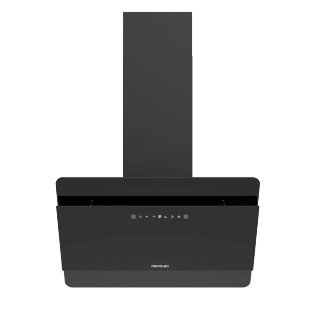 Cecotec Bolero Flux DT 608000 Glass Black A++ Campana Decorativa De 60cm De Ancho Acabado Frontal Vidrio Negro Succión 800m3/h Motor 210W Clase A++ Control Táctil 3 Niveles De Potencia Booster Luz Filtro De Carbono Y Hand Move