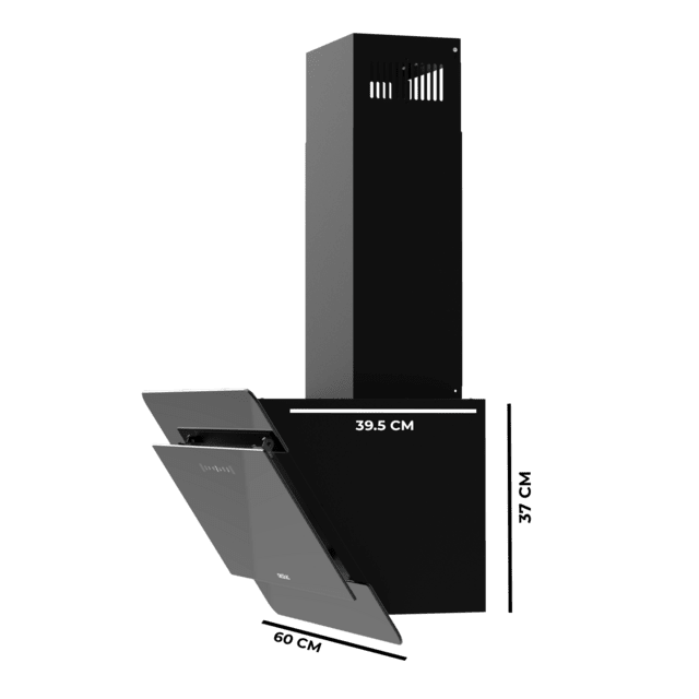 Cecotec Bolero Flux DT 608000 Glass Black A++ Campana Decorativa De 60cm De Ancho Acabado Frontal Vidrio Negro Succión 800m3/h Motor 210W Clase A++ Control Táctil 3 Niveles De Potencia Booster Luz Filtro De Carbono Y Hand Move