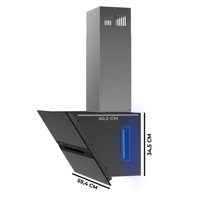 Cecotec Bolero Flux DT 608010 Glass Black A++ Campana Decorativa Bolero Flux DT 608010 Glass Black A++ De 60cm De Ancho Acabado Frontal Vidrio Negro Chimenea Inox Succión 800m3/h Motor 210W Clase A++ Control Táctil 3 Niveles D