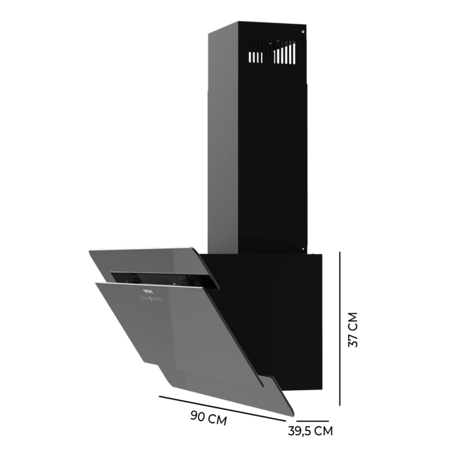 Cecotec Bolero Flux DT 908000 Glass Black A++ Campana Decorativa Bolero Flux DT 908000 Glass Black A++ De 90cm De Ancho Acabado Frontal Vidrio Negro Chimenea Negra Succión 800m3/h Motor 210W Clase A++ Control Táctil 3 Niveles
