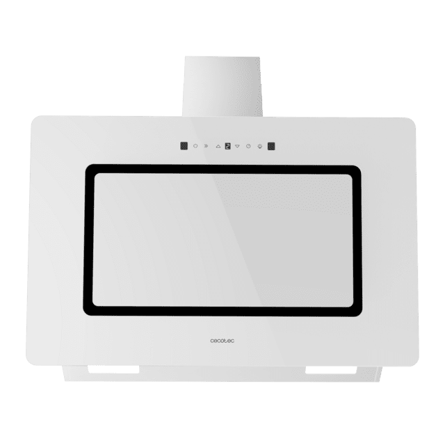 Cecotec Bolero Flux DT 908002 Glass White A++ Campana Decorativa De 90cm De Ancho Acabado Frontal Vidrio Blanco Chimenea Inox Succión 800m3/h Motor 210W Clase A++ Control Táctil 3 Niveles De Potencia Booster Luz Filtro De Carb