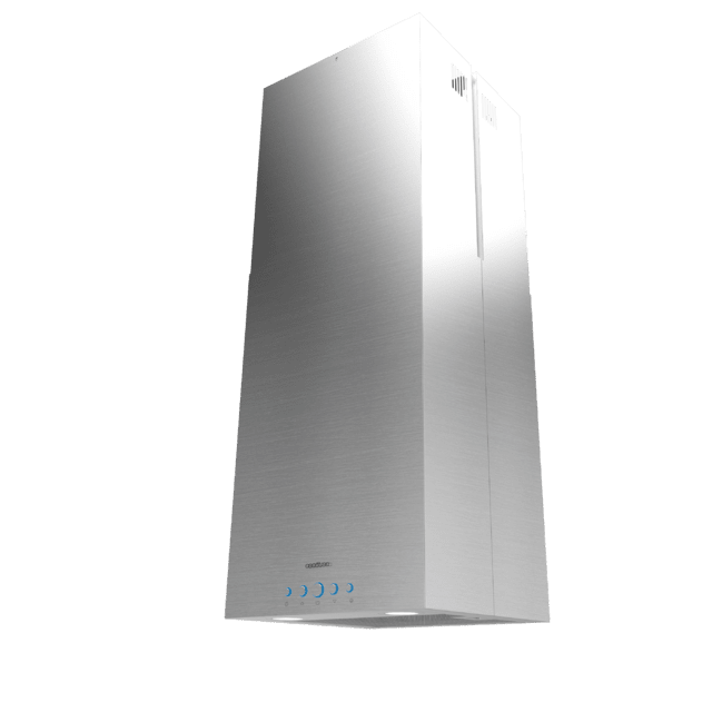 Cecotec Bolero Flux ICT 388000 Inox A++ Campana Isla Cuadrada De 38cm De Ancho Acabado Inox Succión 800m3/h Motor 210W Clase A++ Control Electrónico 3 Niveles De Potencia Luz Filtro De Carbono Y Delay Function. Campana Isla Cu