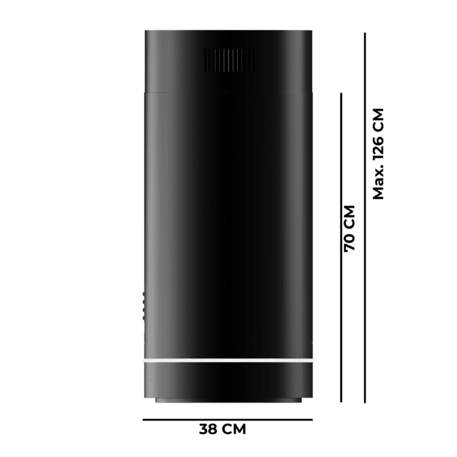 Cecotec Bolero Flux IRE 388000 Black A++ Campana Isla Redonda De 38cm De Diametro Acabado Negro Succión 712m3/h Motor 210W Clase A++ Control Electrónico 3 Niveles De Potencia Panel Led Filtro De Carbono Y Booster Function. Cam