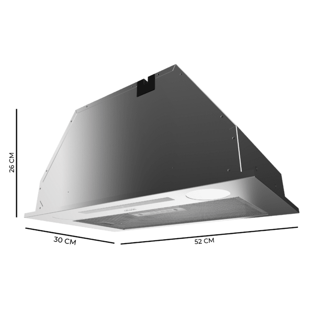 Cecotec Bolero Flux IT 525500 Inox A++ Campana Integral De 52cm De Ancho Acabado Inox Potencia Succión 550m3/h Motor 70W Clase A++ Control Táctil 3 Niveles De Potencia Booster Luz Y Filtro De Carbono. Campana Integral 