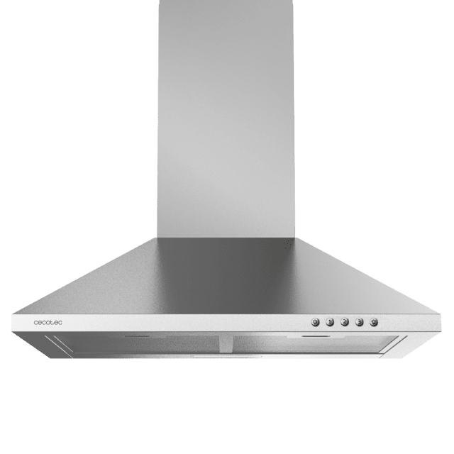 Cecotec Bolero Flux PM 604300 Inox C Campana Extractora Piramidal De 60 Cm De Ancho Acabado Inox Succión 430m3/h Motor 105W Clase C Control Mecánico 3 Niveles De Potencia Luz Y Filtro De Aluminio. Campana Extractora 