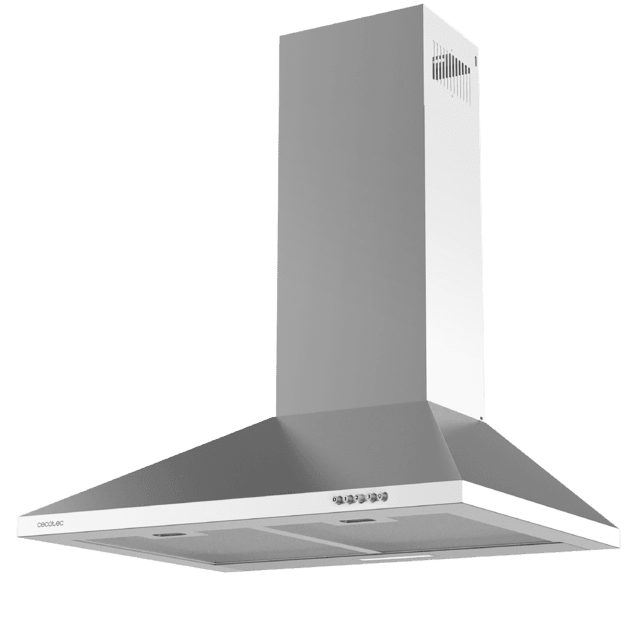Cecotec Bolero Flux PM 604300 Inox C Campana Extractora Piramidal De 60 Cm De Ancho Acabado Inox Succión 430m3/h Motor 105W Clase C Control Mecánico 3 Niveles De Potencia Luz Y Filtro De Aluminio. Campana Extractora 