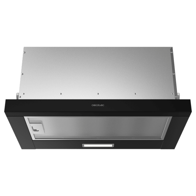 Cecotec Bolero Flux TLM 603500 Black A Campana Extratora Telescópica De 60cm De Ancho Acabado Negro Potencia Succión 350m3/h Motor 70W Clase A Control Mecánico 2 Niveles De Potencia Y Filtro De Carbono. Campana Extratora Tele