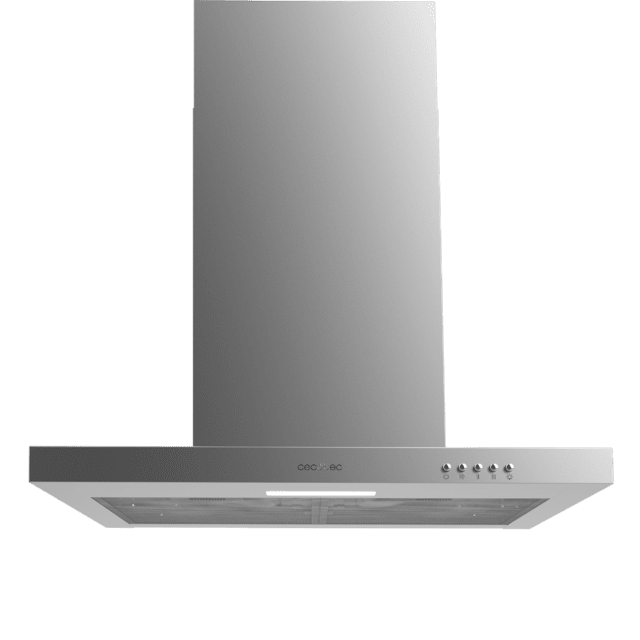 Cecotec Bolero Flux TM 603500 Inox A Campana T De 60cm De Ancho Acabado Inox Succión 350m3/h Motor 70W Clase A Control Mecánico 3 Niveles De Potencia Luz Y Filtro De Carbono. Campana T