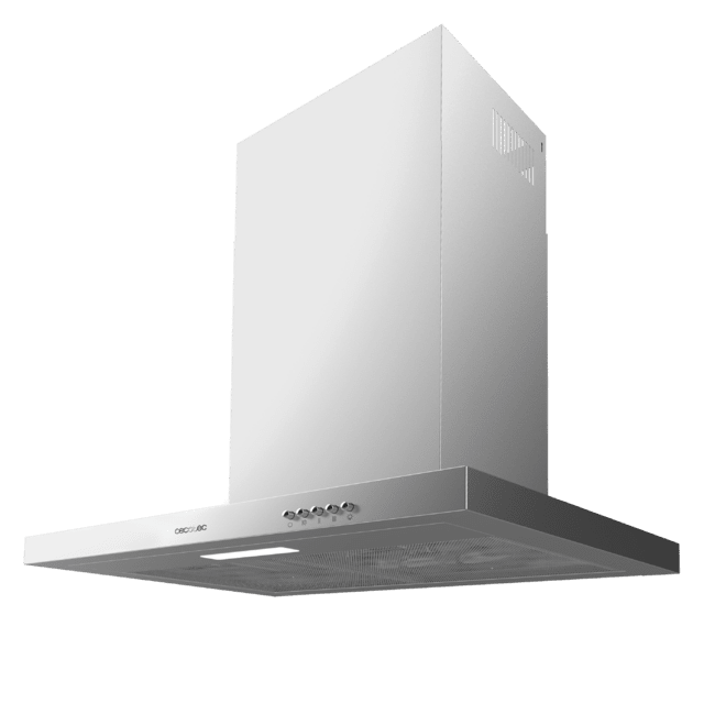 Cecotec Bolero Flux TM 603500 Inox A Campana T De 60cm De Ancho Acabado Inox Succión 350m3/h Motor 70W Clase A Control Mecánico 3 Niveles De Potencia Luz Y Filtro De Carbono. Campana T