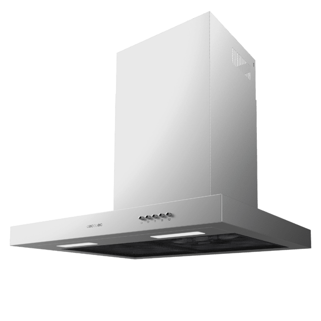 Cecotec Bolero Flux TM 606500 Inox A Campana T De 60cm De Ancho Acabado Inox Succión 650m3/h Motor 165W Clase A Control Mecánico 3 Niveles De Potencia Luz Y Filtro De Carbono. Campana T