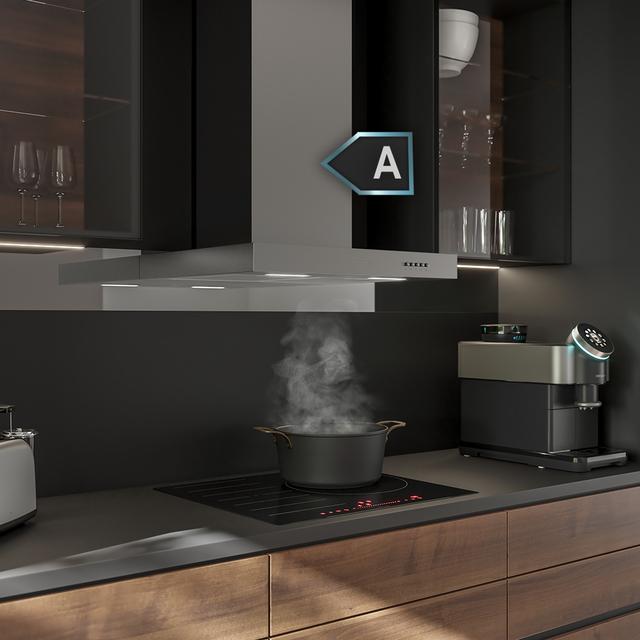 Cecotec Bolero Flux TM 606500 Inox A Campana T De 60cm De Ancho Acabado Inox Succión 650m3/h Motor 165W Clase A Control Mecánico 3 Niveles De Potencia Luz Y Filtro De Carbono. Campana T