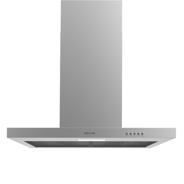 Cecotec Bolero Flux TM 703500 Inox A Campana T De 70cm De Ancho Acabado Inox Succión 350m3/h Motor 70W Clase A Control Mecánico 3 Niveles De Potencia Luz Y Filtro De Carbono. Campana T