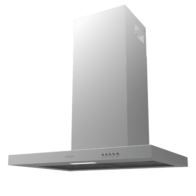 Cecotec Bolero Flux TM 703500 Inox A Campana T De 70cm De Ancho Acabado Inox Succión 350m3/h Motor 70W Clase A Control Mecánico 3 Niveles De Potencia Luz Y Filtro De Carbono. Campana T