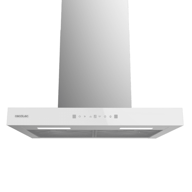 Cecotec Bolero Flux TT 605500 Glass White A++ Campana T De 60cm De Ancho Acabado Frontal Cristal Blanco Succión 550m3/h Motor 70W Clase A++ Control Táctil 3 Niveles De Potencia Booster Luz Filtro De Carbono Hand Movement Contr