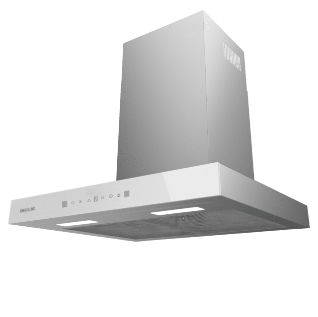 Cecotec Bolero Flux TT 605500 Glass White A++ Campana T De 60cm De Ancho Acabado Frontal Cristal Blanco Succión 550m3/h Motor 70W Clase A++ Control Táctil 3 Niveles De Potencia Booster Luz Filtro De Carbono Hand Movement Contr