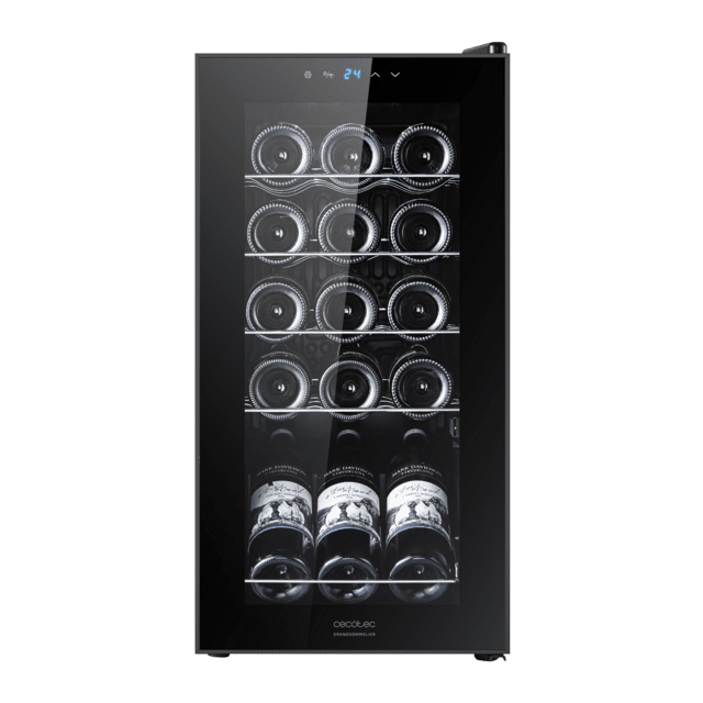 Cecotec Bolero GrandSommelier 1550 Black Compressor Vinoteca En Negro De 15 Botellas De Capacidad Con Sistema Compresor De Enfriamiento Temperatura Regulable Entre 5-18ºC Y Panel De Control Táctil. Vinoteca