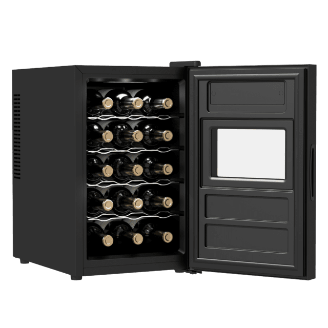 Cecotec Bolero GrandSommelier 1550 CoolCrystal Bodega Puesta A Temperatura De 15 Botellas De Capacidad Con Sistema Termoeléctrico De Enfriamiento Que Garantiza Un Alto Rendimiento. Temperatura Regulable Y Luz LED Interior. Bode