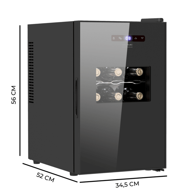 Cecotec Bolero GrandSommelier 1550 CoolCrystal Bodega Puesta A Temperatura De 15 Botellas De Capacidad Con Sistema Termoeléctrico De Enfriamiento Que Garantiza Un Alto Rendimiento. Temperatura Regulable Y Luz LED Interior. Bode
