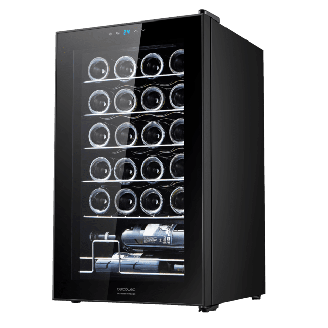 Cecotec Bolero GrandSommelier 2450 Black Compressor Vinoteca en negro de 24 botellas de capacidad con sistema compresor de enfriamiento temperatura regulable entre 5-18ºC y panel de control táctil. Vinoteca