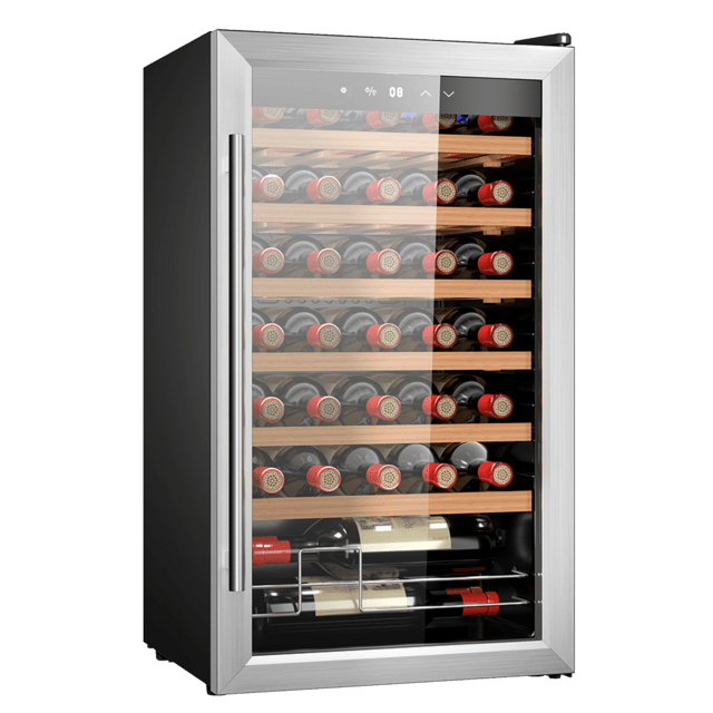 Cecotec Bolero GrandSommelier 34030 Inox Compressor Vinoteca de 34 botellas de capacidad con sistema compresor de enfriamiento que garantiza un alto rendimiento. Temperatura regulable y luz LED interior. Vinoteca