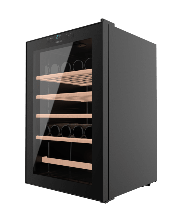 Cecotec Bolero GrandSommelier 4850 Black Compressor Vinoteca de 48 botellas de capacidad con sistema compresor de enfriamiento que garantiza un alto rendimiento. Temperatura regulable y luz LED interior. Vinoteca