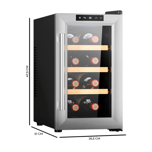 Cecotec Bolero GrandSommelier 830 CoolWood Vinoteca Bodega Puesta A Temperatura De 8 Botellas De Capacidad Con Sistema Termoeléctrico De Enfriamiento Que Garantiza Un Alto Rendimiento. Temperatura Regulable Y Luz LED Interior.