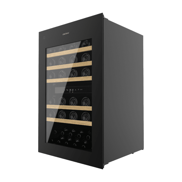 Cecotec Bolero GrandSommelier Duo 57000 Touch Black Compressor Vinoteca Integrable Negra Con Doble Zona Y Sensor De Apertura Touch Con Capacidad Para 57 Botellas En 5 Baldas De Madera Y 88 5 Cm De Alto Por 59 Cm De Ancho. Sistem