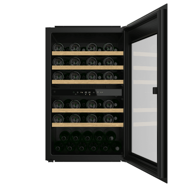 Cecotec Bolero GrandSommelier Duo 57000 Touch Black Compressor Vinoteca Integrable Negra Con Doble Zona Y Sensor De Apertura Touch Con Capacidad Para 57 Botellas En 5 Baldas De Madera Y 88 5 Cm De Alto Por 59 Cm De Ancho. Sistem
