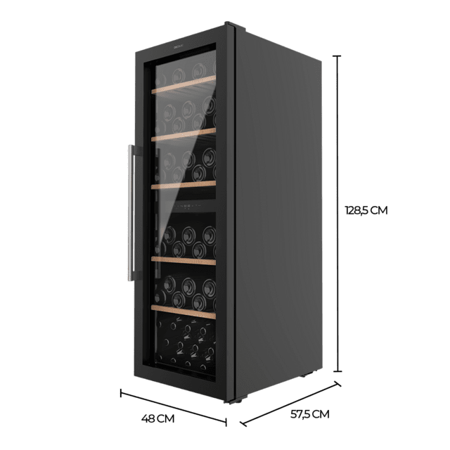 Cecotec Bolero GrandSommelier Duo 77000 Black Vinoteca De 77 Botellas De Capacidad Con Sistema Compresor De Enfriamiento Que Garantiza Un Alto Rendimiento Ofreciendo Una Doble Zona Tanto Para Vino Tinto Como Blanco O Champagne.