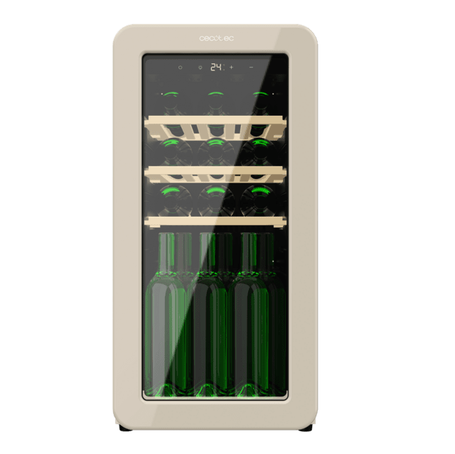 Cecotec Bolero GrandSommelier Origin 18 Hit Beige Vinoteca De Diseño Retro Color Beige Capacidad Para 18 Botellas Control Electrónico De Temperatura Mediante Display LED Rango Ajustable De 5 A 20ºC Compresor Integrado Tecnolo