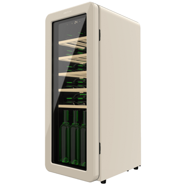 Cecotec Bolero GrandSommelier Origin 24 Hit Beige Vinoteca De Diseño Retro Color Beige Capacidad Para 24 Botellas Control Electrónico De Temperatura Mediante Display LED Rango Ajustable De 5 A 20ºC Tecnología NoFrost Estante